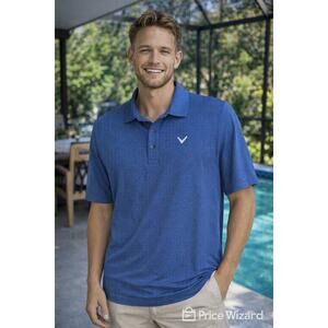 Callaway Men's Opti-Dri Performance Golf Polo Shirt Sz Med Blue Pattern